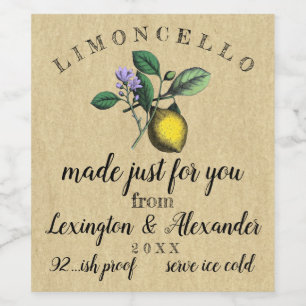 Wedding Limoncello Vintage Lemon Illustration Wine Label