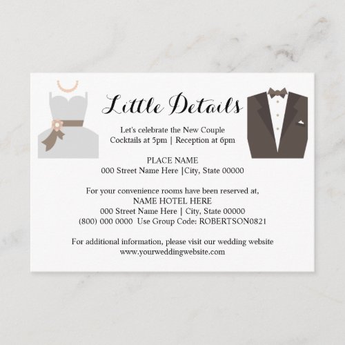 Wedding Little Details Bride  Groom Details  Enclosure Card