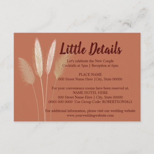 Wedding Little Details Pampas Grass Enclosure Card