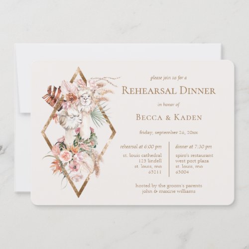 Wedding Llamas Rehearsal Dinner Invitation