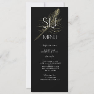 Wedding Logo Botanical Gold Feather Dinner Menu