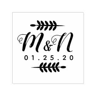 Wedding Logo Branch Ornament Greenery Ornament B Self-inking Stamp