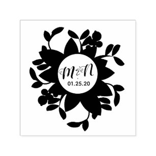 Wedding Logo Greenery Floral Ornament Circular Sel Self-inking Stamp