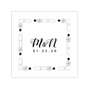 Wedding Logo Line Art Heart Geo Decor Hand-Drawn C Self-inking Stamp