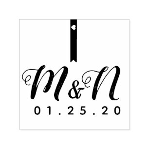 Wedding Logo Minimalist Heart Solid Bar Self-inking Stamp