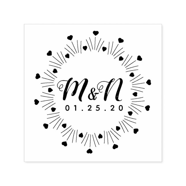 Wedding Logo Minimalist Line Art Hand Drawn Heart Self-inking Stamp (Design)
