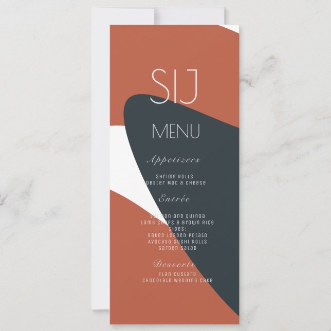 Wedding Logo Organic Terracotta Dinner Menu (Front)