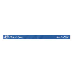 Wedding Logo Pink Cotton Plant Couples Name Date Satin Ribbon