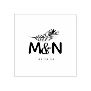 Wedding Logo Tropical Palm Leaf Rubber Stamp