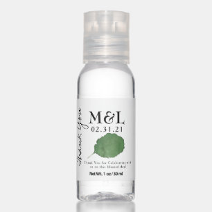 Wedding Logo Watercolor Green Leaf Thank You Hand Sanitizer