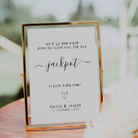 Wedding Lottery Ticket Sign, Minimalist Jackpot