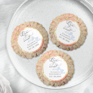 Wedding Love and thanks Dusty Blue Bow Calligraphy Reese's Peanut Butter Cups