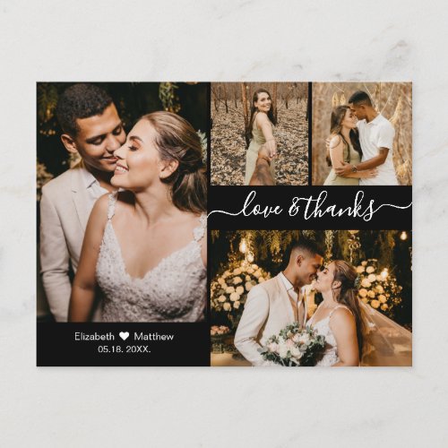 Wedding Love and Thanks Photo Collage Thank You Po Postcard