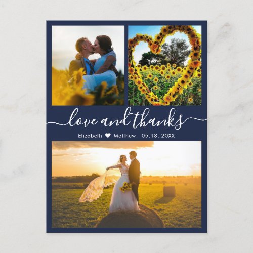 Wedding Love and Thanks Photo Collage Thank You Postcard