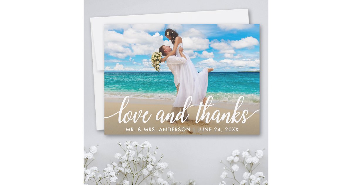 Wedding Love and Thanks | Thank You Photo Card | Zazzle