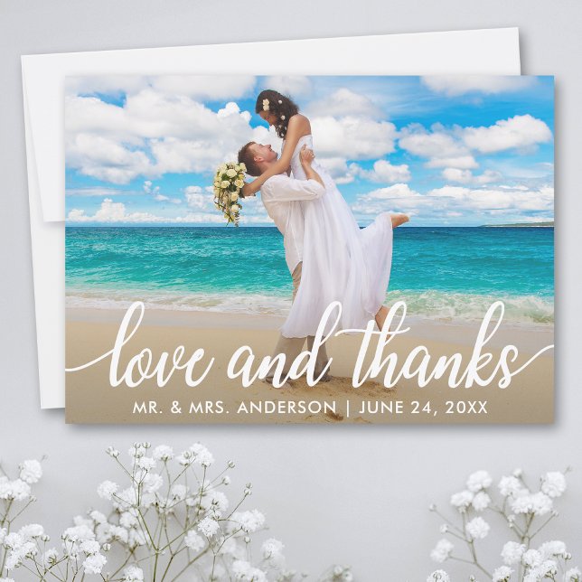 Wedding Love and Thanks | Thank You Photo Card (Customize to add text or more photos to back of card.)