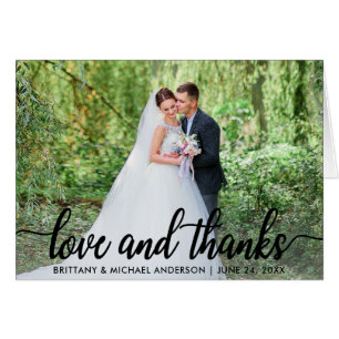 Wedding Love and Thanks Thank You Photo Fold Cards