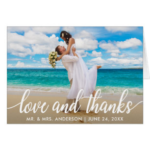 Wedding Love and Thanks Thank You Photo Note Cards