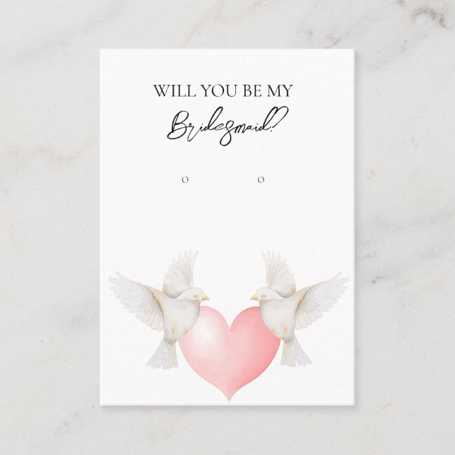 Wedding Love Bird Bridesmaid Earring Display Card (Front)