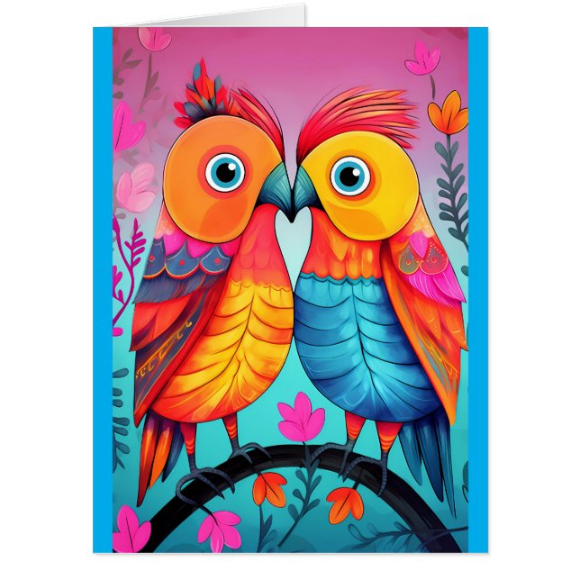 WEDDING LOVE BIRDS BIG HUGE BIGGEST GREETING CARD (Front)