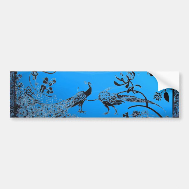 WEDDING LOVE BIRDS  black and blue Bumper Sticker (Front)