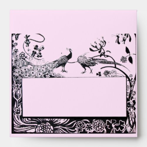 WEDDING LOVE BIRDS  black and pink Envelope