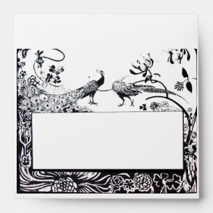 WEDDING LOVE BIRDS , black and white Envelope