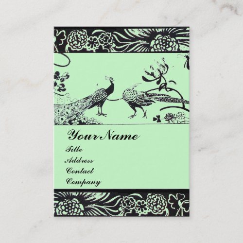 WEDDING LOVE BIRDS black and white green Business Card