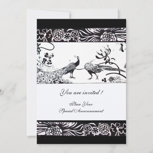 WEDDING LOVE BIRDS black and white Invitation