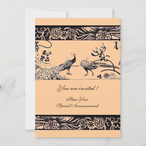 WEDDING LOVE BIRDS black and white pink Invitation