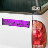 WEDDING LOVE BIRDS  black and white purple Bumper Sticker (On Truck)
