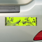WEDDING LOVE BIRDS  black and yellow green Bumper Sticker (On Car)