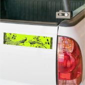 WEDDING LOVE BIRDS  black and yellow green Bumper Sticker (On Truck)