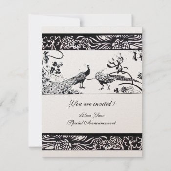 Wedding Love Birds  Black Champagne Metallic Paper Invitation by bulgan_lumini at Zazzle