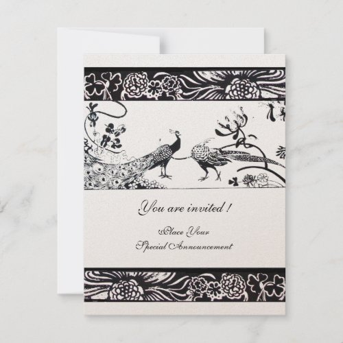 WEDDING LOVE BIRDS black champagne metallic paper Invitation