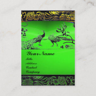 WEDDING LOVE BIRDS ,black white,green emerald Business Card