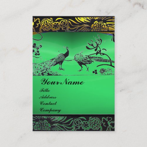 WEDDING LOVE BIRDS black whitegreen jade Business Card