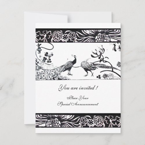 WEDDING LOVE BIRDS Black White Party Invite