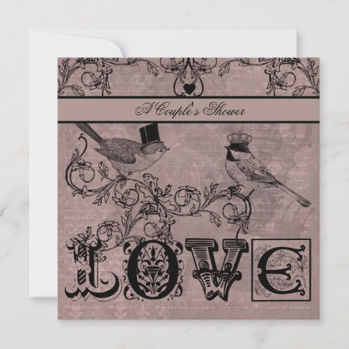 Wedding Love Birds Couples Shower Invitation