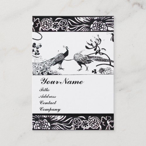 WEDDING LOVE BIRDS MONOGRAM black and white Business Card