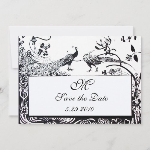 WEDDING LOVE BIRDS MONOGRAMblack and white Invitation