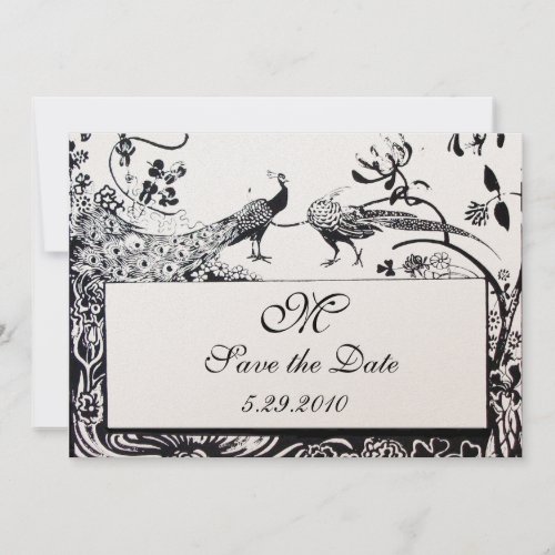 WEDDING LOVE BIRDS MONOGRAMblackgold metallic Invitation