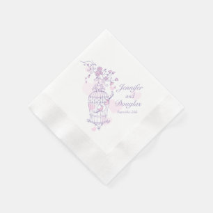 Wedding love birds purple pink paper napkins
