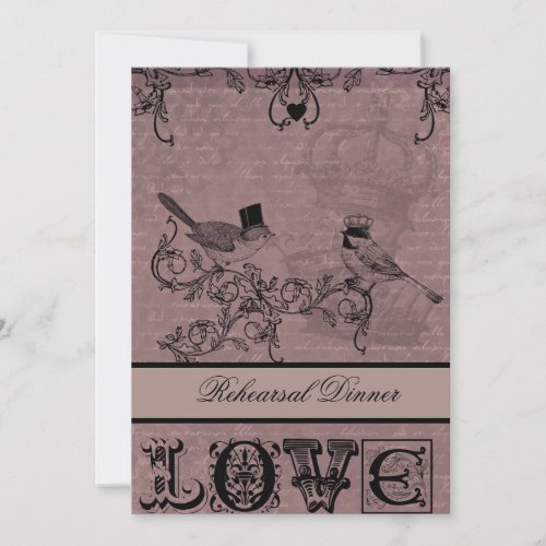 Wedding Love Birds Rehearsal Dinner Invitation