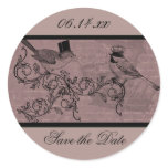 Wedding Love Birds Save the Date Round Stickers