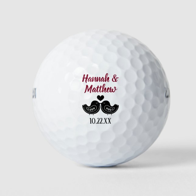 Wedding Love Birds Thank You Favor Golf Balls (Front)