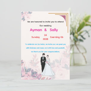 wedding, love, bride, daisies, invitation, groom invitation