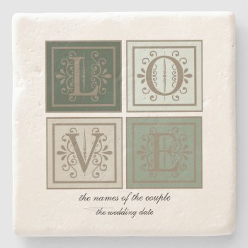 Wedding Love Coaster Personalized by Dreamweaver_Gallery at Zazzle