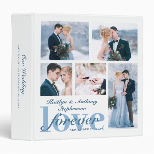 Wedding LOVE FOREVER Photo Collage Custom Color 3  3 Ring Binder