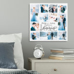 Wedding LOVE FOREVER Photo Collage Custom Color Canvas Print<br><div class="desc">Create a commemorative keepsake, custom color photo collage canvas print for the newlyweds or anniversary couple with 11 wedding and couple pictures or images. The design features the title FOREVER LOVE and personalized with names and wedding date in editable gray colors against your choice of background color. The text font...</div>